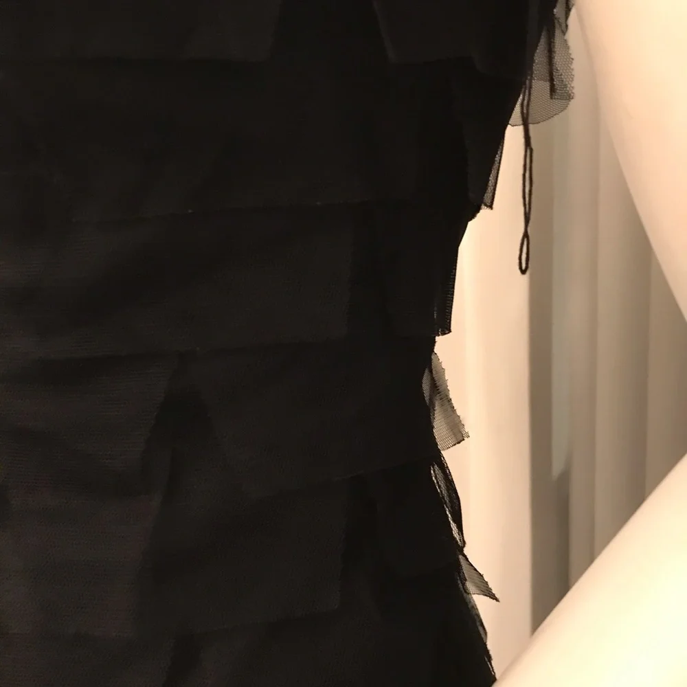 BCBG Maxazria black tulle layered Designer Dress - Picture 5 of 15